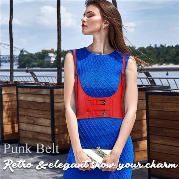 Leather Corset Belt with Straps Faux Leather Corset Women Corset Waist Belt main image 4